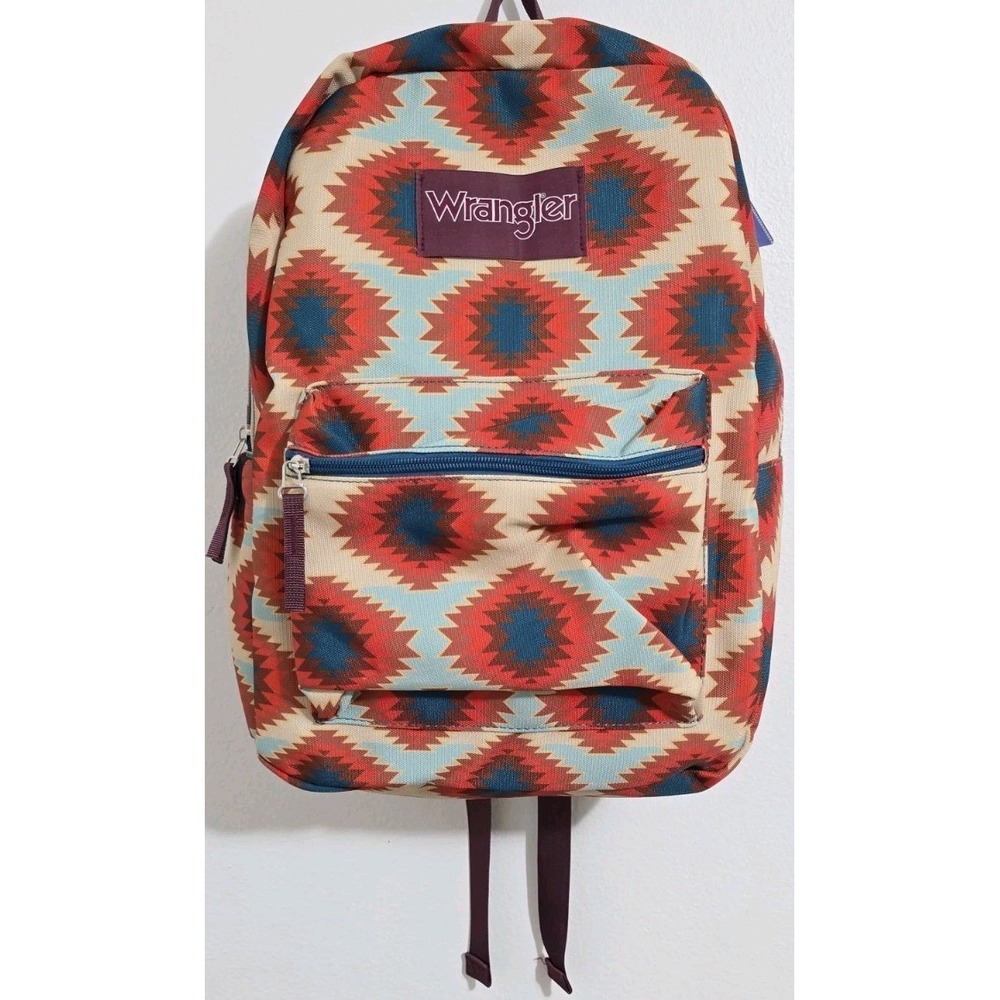 NWT Wrangler Full Size Backpack Aztec Tribal Print School College Books Orange